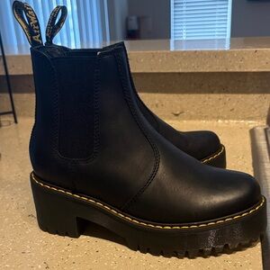 Dr. Martens Black Ankle Boots with Yellow Stitching